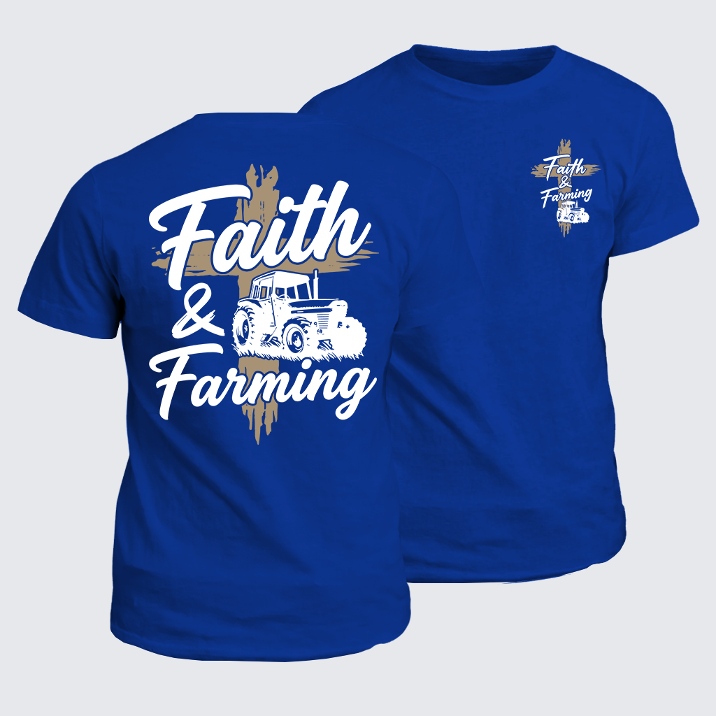 Faith & Farming Jesus God Christian Cotton T-Shirt