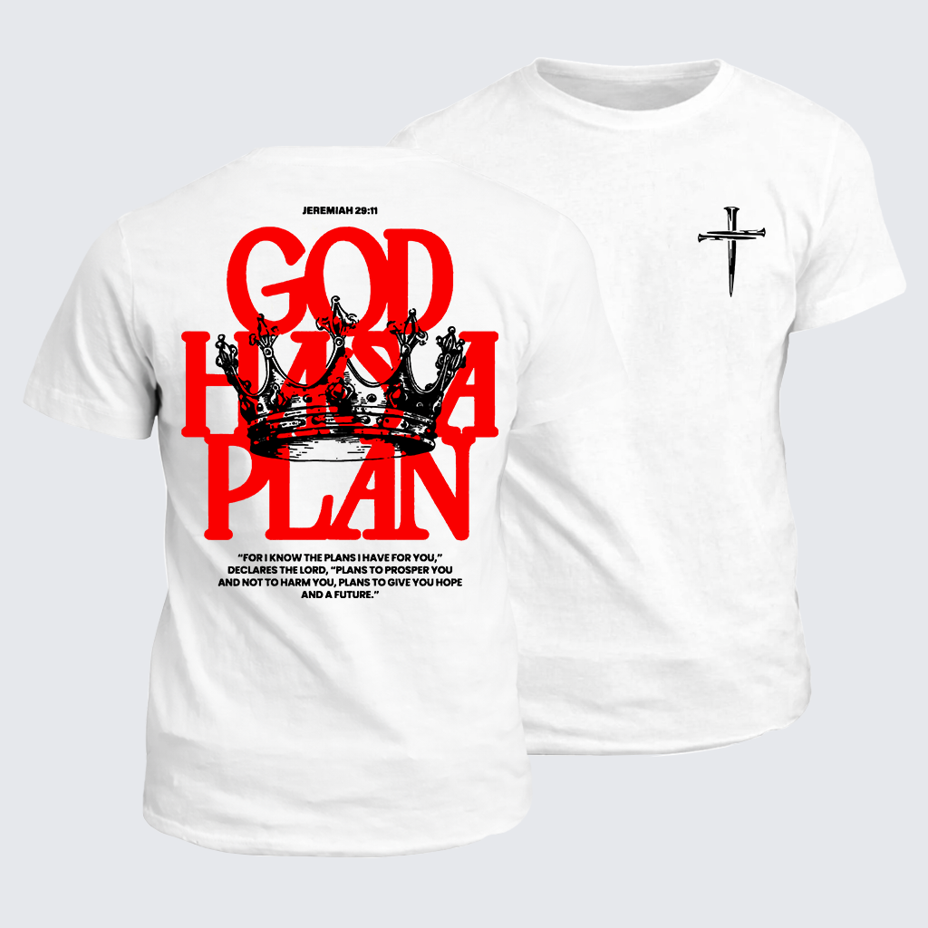 God Has A Plan Jesus God Christian Cotton T-Shirt