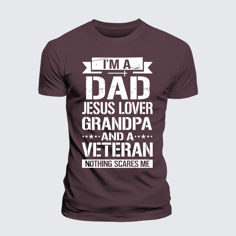 I'm A Dad-Jesus Lover-Grandpa-Veteran Jesus God Christian Premium Mercerized Cotton Tee