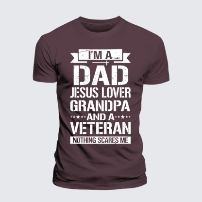 I'm A Dad-Jesus Lover-Grandpa-Veteran Jesus God Christian Premium Mercerized Cotton Tee