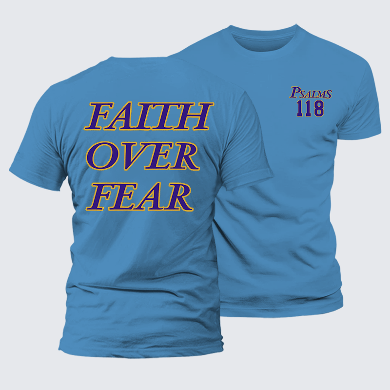 Faith Over Fear Jesus God Christian Premium Mercerized Cotton Tee