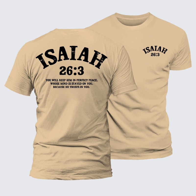Isaiah 26:3 Perfect Peace Jesus God Christian Premium Mercerized Cotton Tee