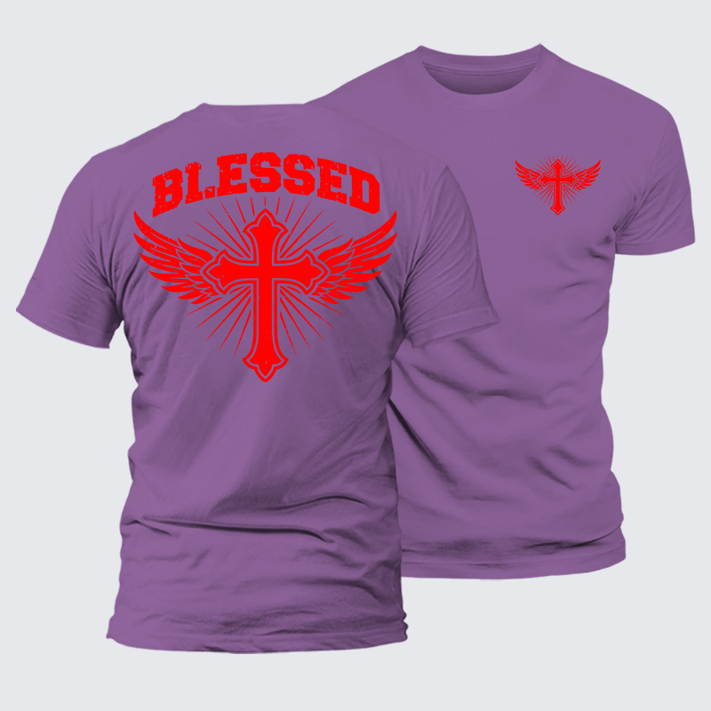 Blessed Cross Jesus God Christian Premium Mercerized Cotton Tee