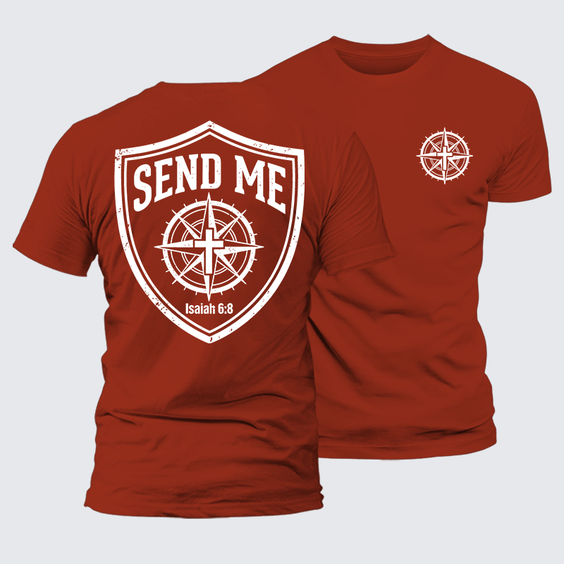 Isaiah 6:8 - SEND ME Jesus God Christian Premium Mercerized Cotton Tee