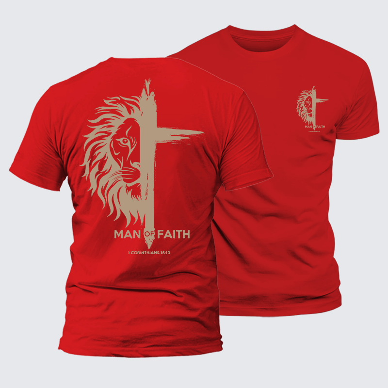 Man of Faith Jesus God Christian Cotton T-Shirt