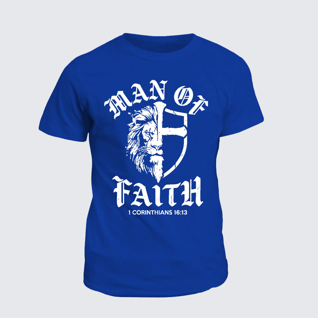 Man of Faith Jesus God Christian Cotton T-Shirt