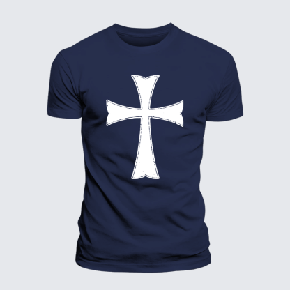Knights Templar Crusader Cross Jesus God Christian Premium Mercerized Cotton Tee