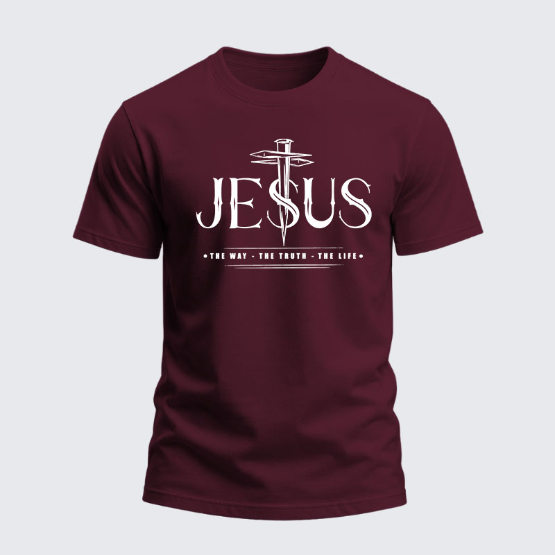 Heavyweight Cotton Tee - Jesus The Way The Truth The Life