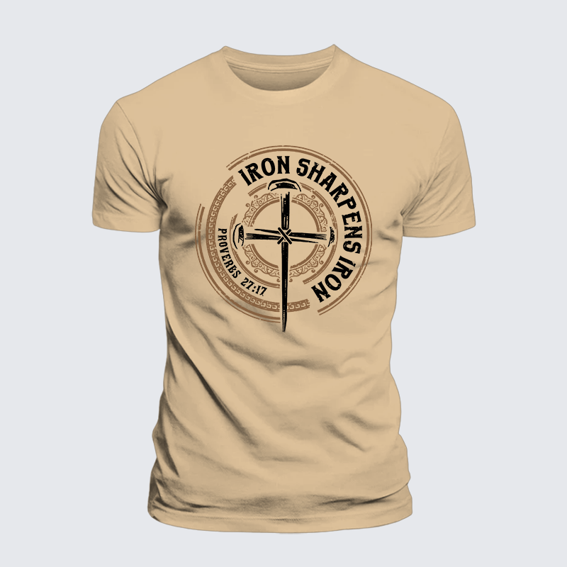 Iron Sharpens Iron - Proverbs 27:17 Jesus God Christian Premium Mercerized Cotton Tee