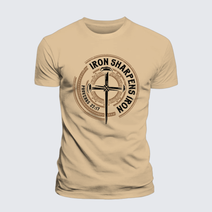 Iron Sharpens Iron - Proverbs 27:17 Jesus God Christian Premium Mercerized Cotton Tee