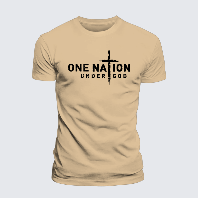 One Nation Under God Cross Jesus God Christian Premium Mercerized Cotton Tee