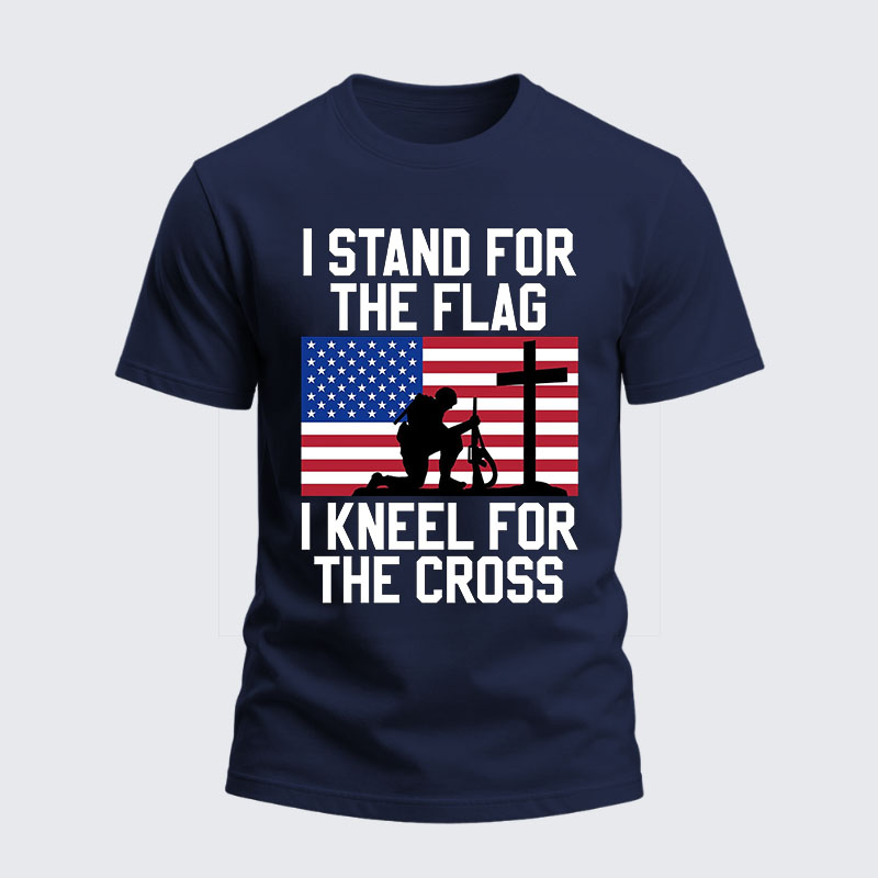 Heavyweight Cotton Tee - I Stand For The Flag And Kneel For The Cross
