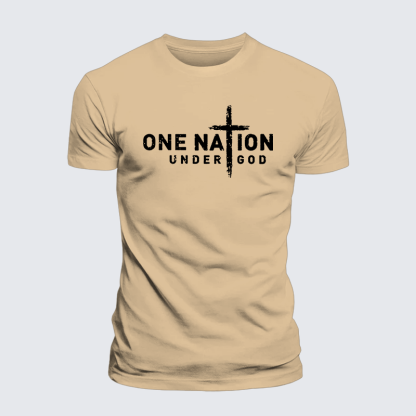 One Nation Under God Cross Jesus God Christian Premium Mercerized Cotton Tee