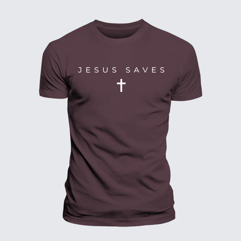 Jesus Saves Jesus God Christian Premium Mercerized Cotton Tee