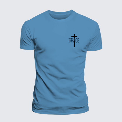 Grace Cross Jesus God Christian Premium Mercerized Cotton Tee