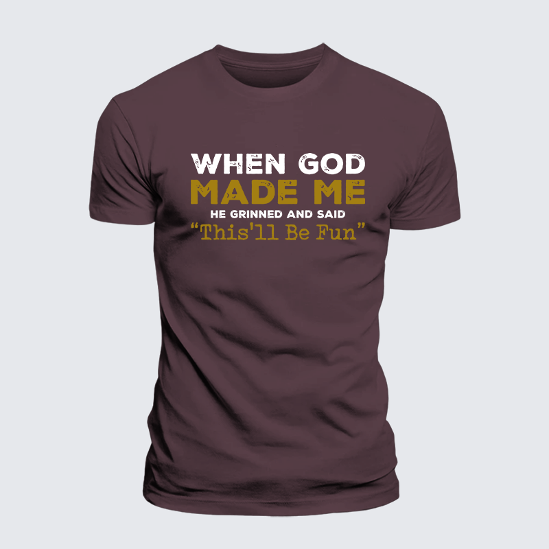 When God Made Me Jesus God Christian Premium Mercerized Cotton Tee