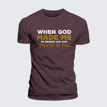 When God Made Me Jesus God Christian Premium Mercerized Cotton Tee