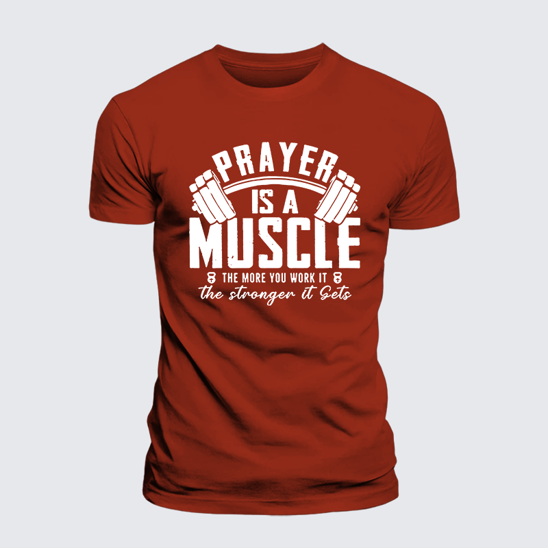 Prayer Is A Muscle Cross Jesus God Christian Premium Mercerized Cotton Tee