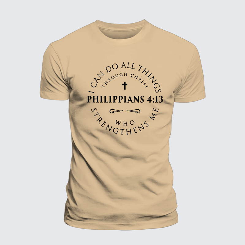 Philippians 4:13 Jesus God Christian Premium Mercerized Cotton Tee