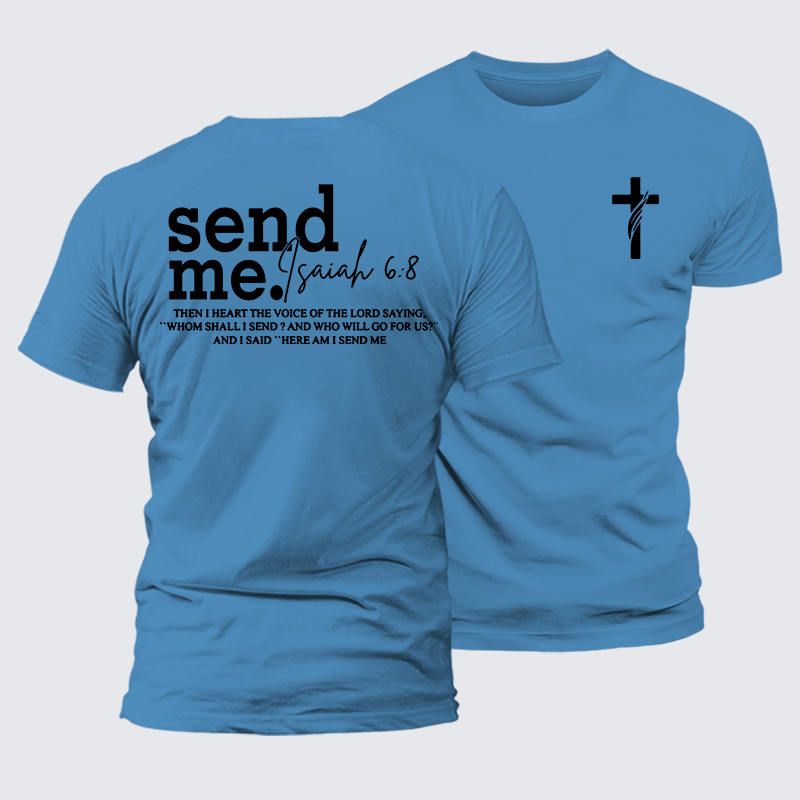 Send Me Isaiah 6:8 Jesus God Christian Premium Mercerized Cotton Tee