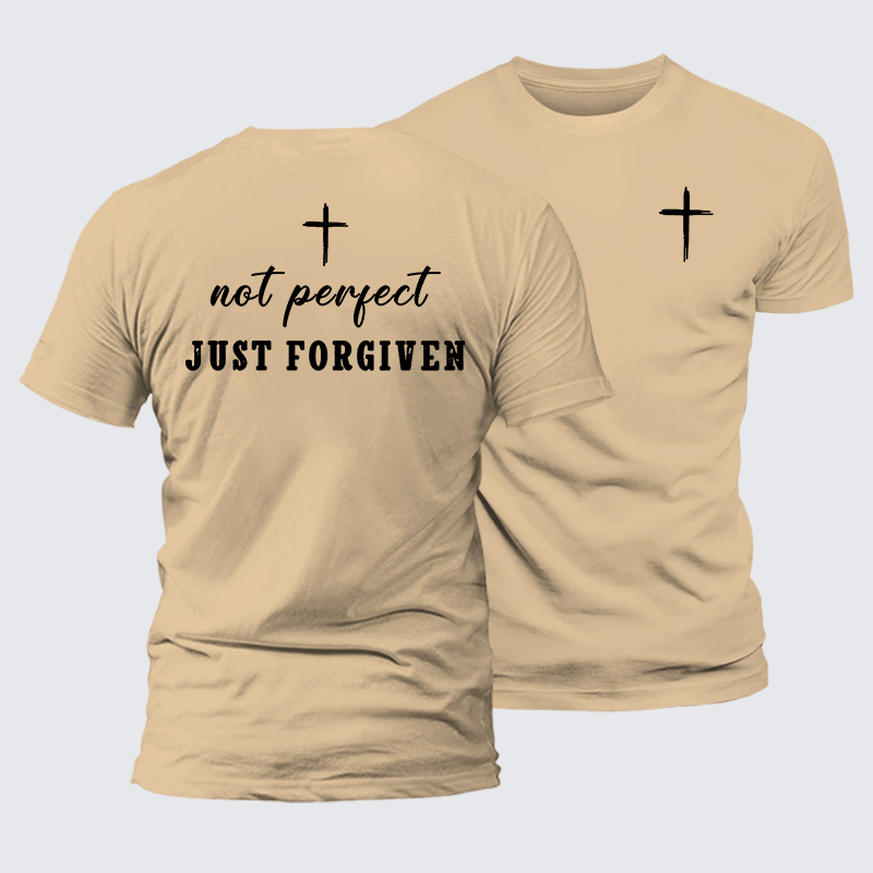 Not Perfect Just Forgiven Jesus God Christian Premium Mercerized Cotton Tee