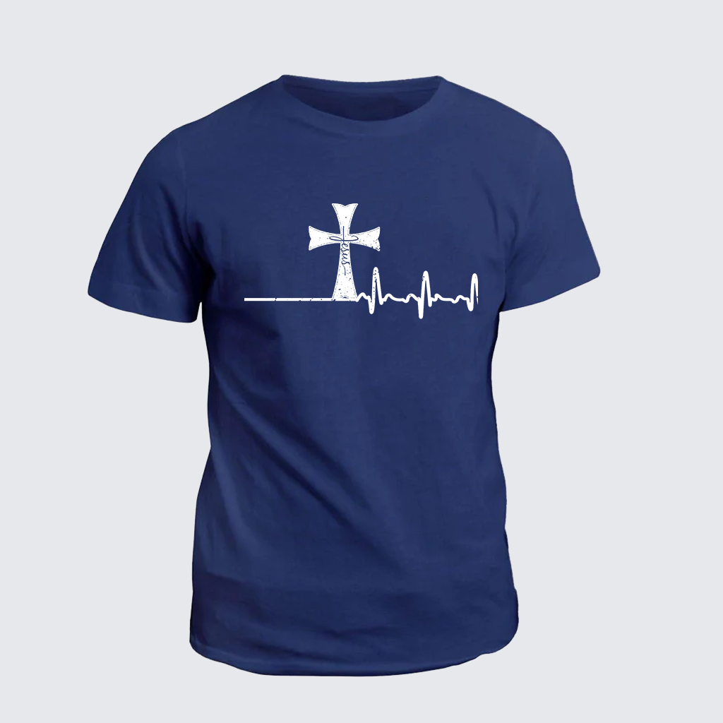 ECG Cross Knights Templar Crusader Jesus God Christian Cotton T-Shirt