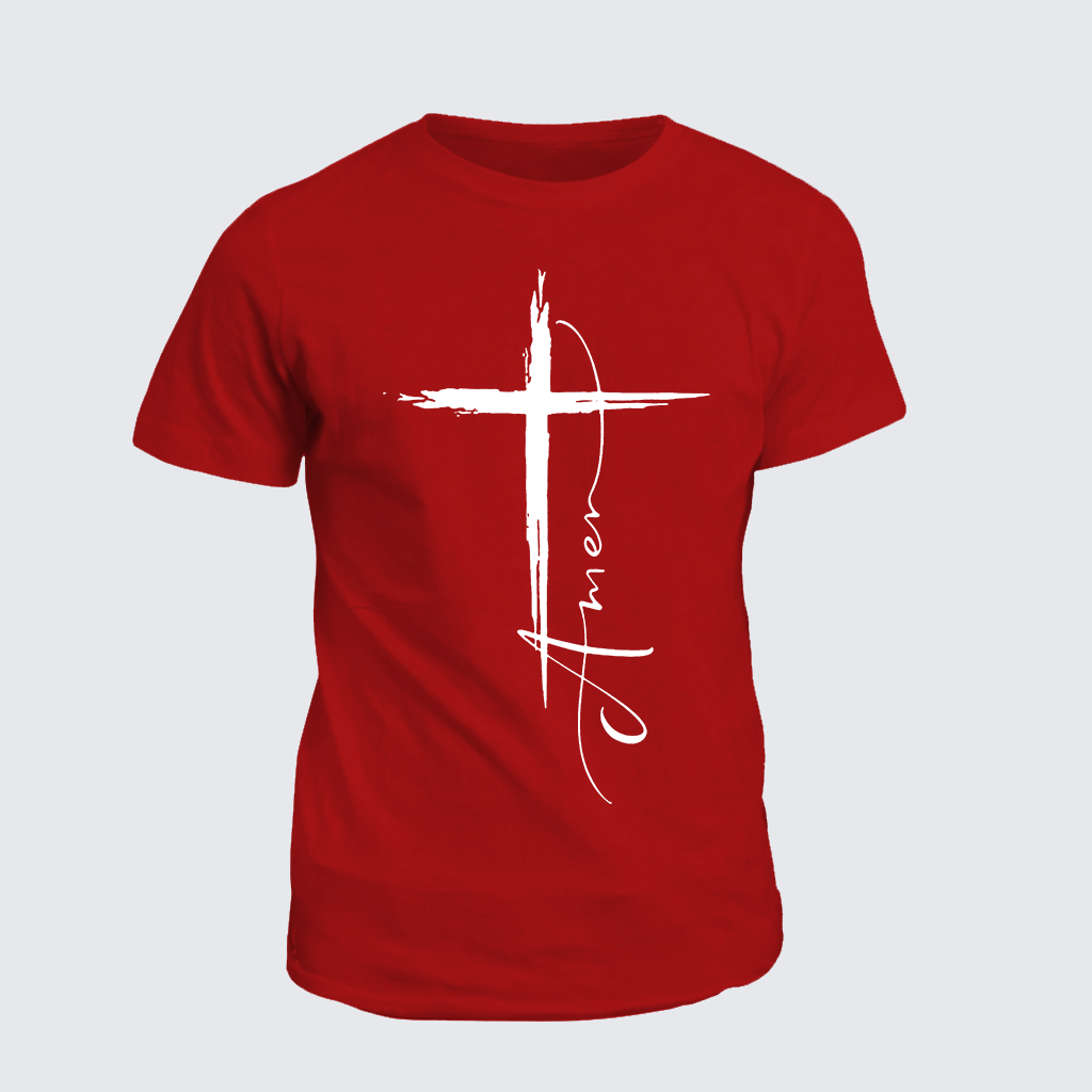 Amen Cross Jesus God Christian Cotton T-Shirt