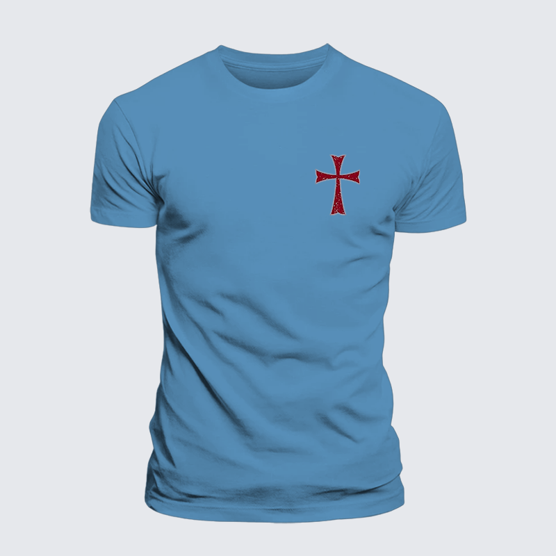 Knights Templar Crusader Cross Jesus God Christian Premium Mercerized Cotton Tee