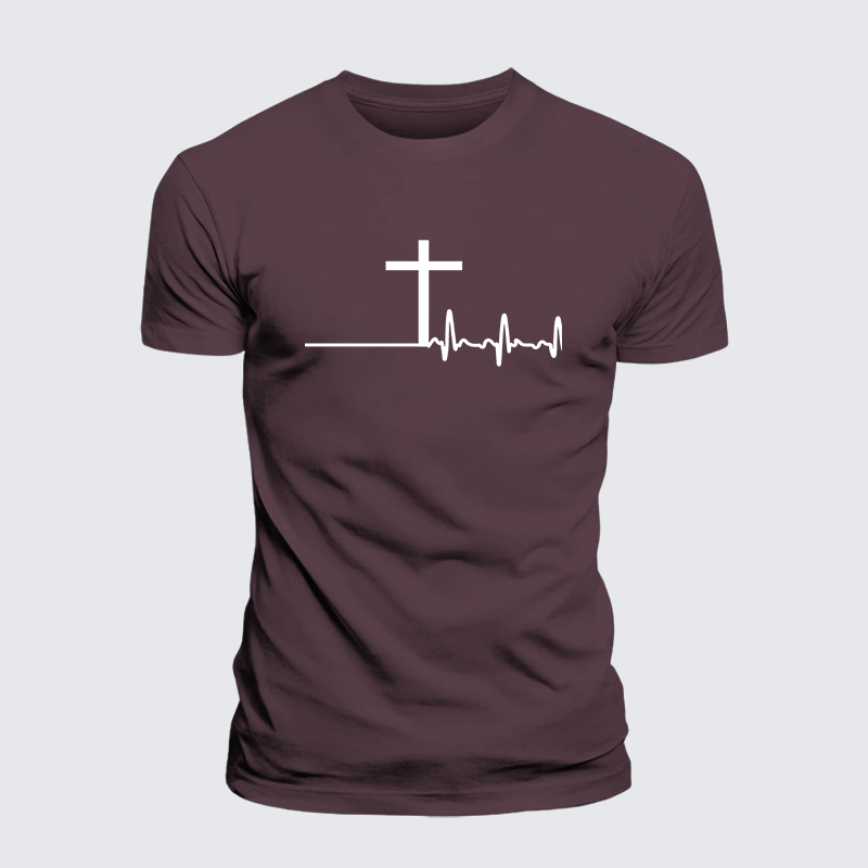 ECG Cross Jesus God Christian Premium Mercerized Cotton Tee