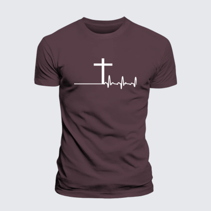 ECG Cross Jesus God Christian Premium Mercerized Cotton Tee