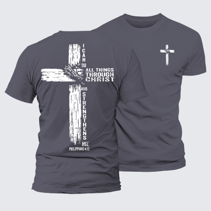 I Can Do All Things THrough Christ Jesus God Christian Premium Mercerized Cotton Tee