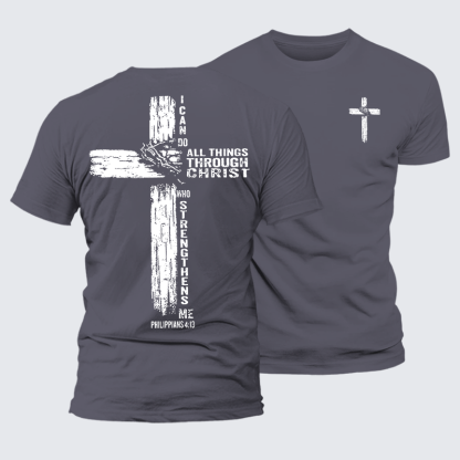 I Can Do All Things THrough Christ Jesus God Christian Premium Mercerized Cotton Tee