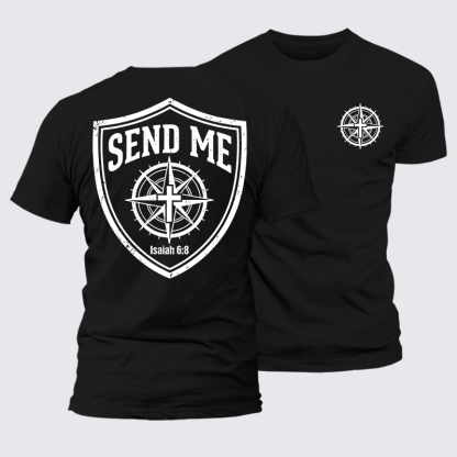 Isaiah 6:8 - SEND ME Jesus God Christian Premium Mercerized Cotton Tee