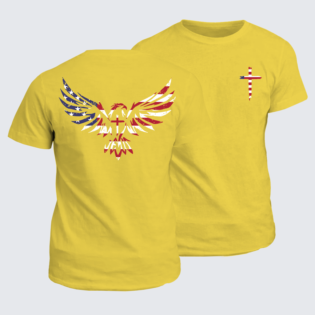 Wings Like Eagles Jesus God Christian Cotton T-Shirt