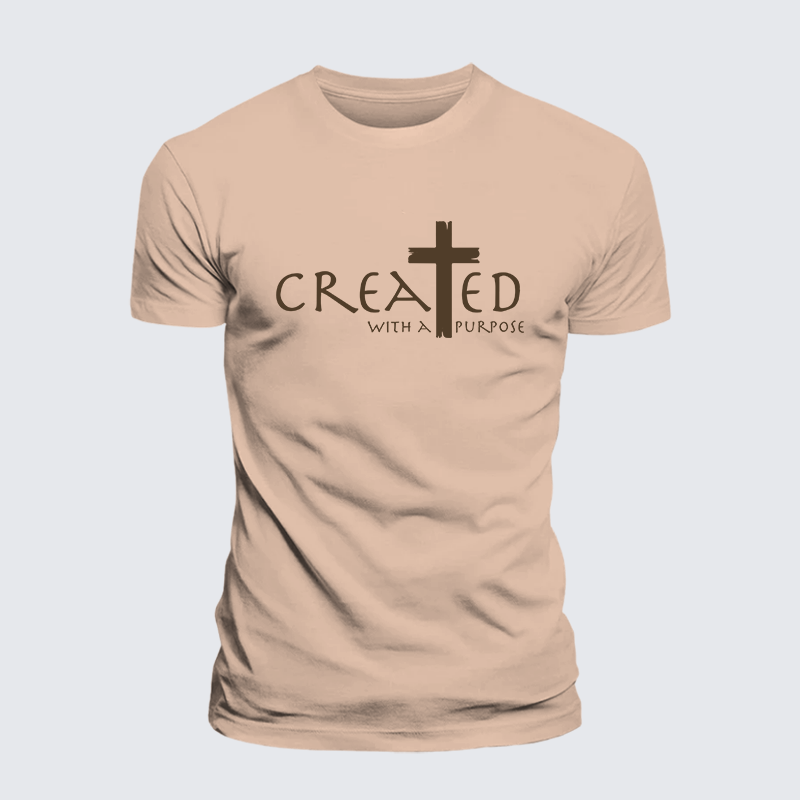 Created with a Purpose Jesus God Christian Premium Mercerized Cotton Tee