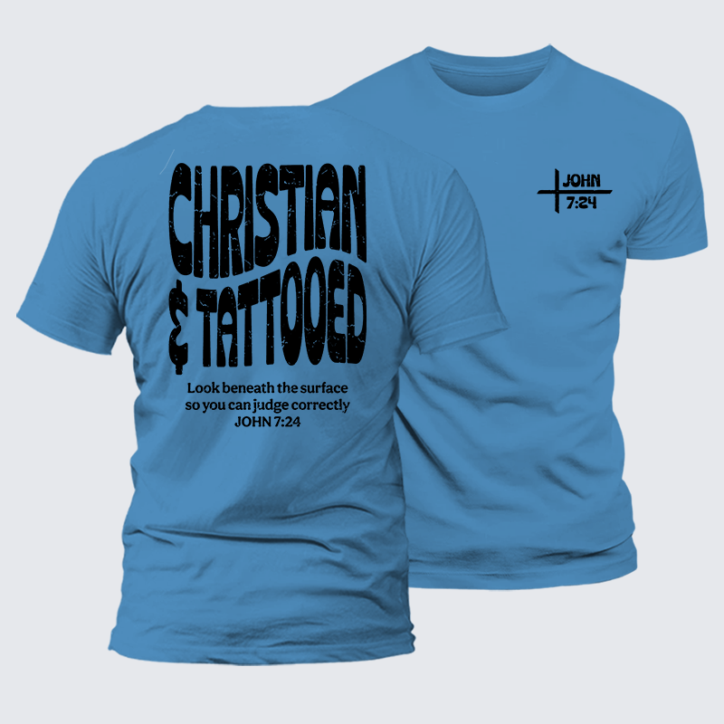 Christian & Tattooed Jesus God Christian Premium Mercerized Cotton Tee