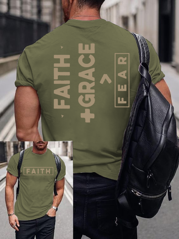 Faith + Grace ＞ Fear  Jesus God Christian Cotton T-Shirt