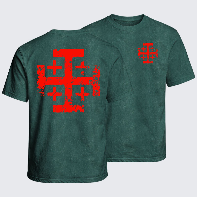 Washed T-Shirt - Knights Templar Jerusalem Cross