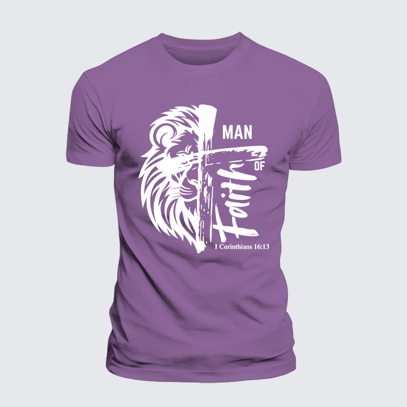 Man Of Faith Jesus God Christian Premium Mercerized Cotton Tee