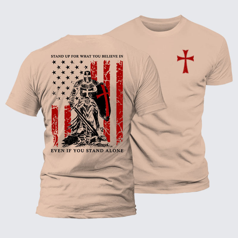 Stand Up For What You Believe  Jesus God Christian Premium Mercerized Cotton Tee
