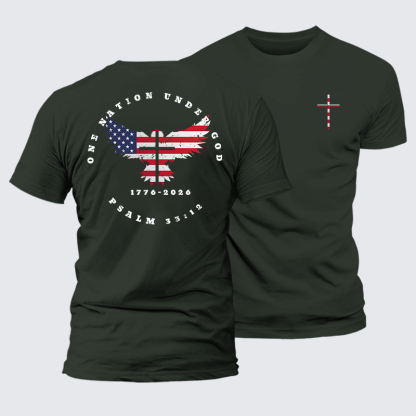 One Nation Under God Jesus God Christian Premium Mercerized Cotton Tee