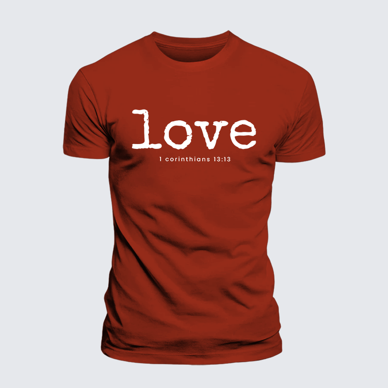 Love 1 Corinthians 13:13 Jesus God Christian Premium Mercerized Cotton Tee