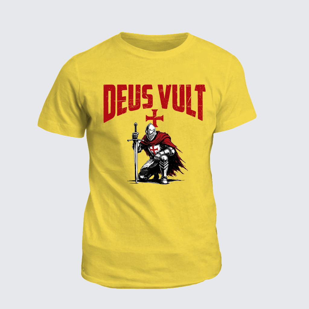 Templar Knight Crusader Deus Vult Jesus God Christian Cotton T-Shirt