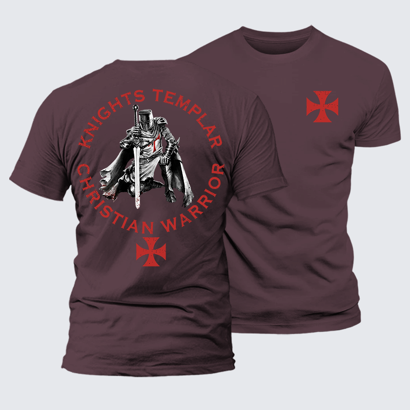 Knights Templar Templar Cross Crusader Knight  Jesus God Christian Premium Mercerized Cotton Tee
