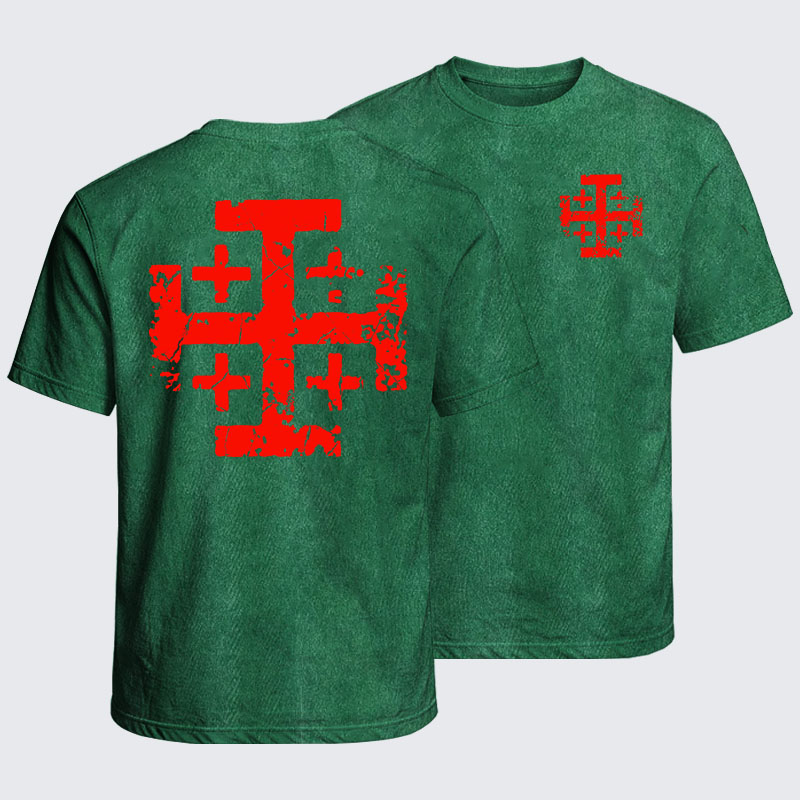 Washed T-Shirt - Knights Templar Jerusalem Cross