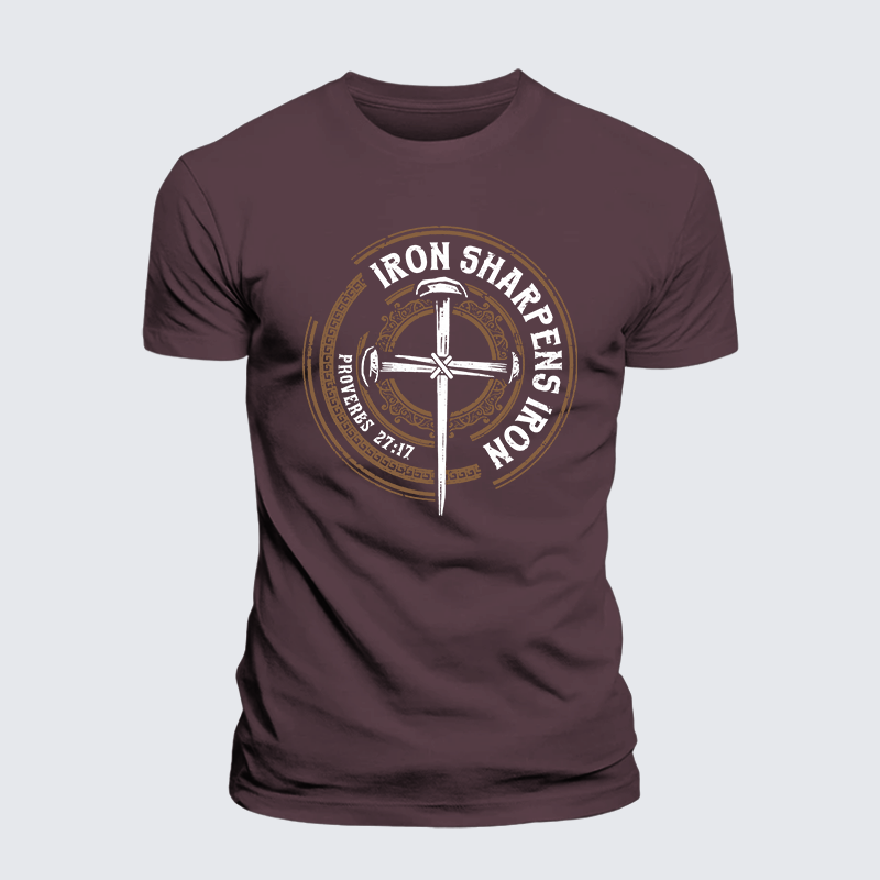 Iron Sharpens Iron - Proverbs 27:17 Jesus God Christian Premium Mercerized Cotton Tee