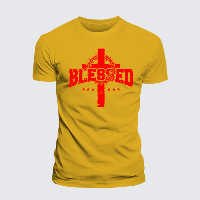 Blessed Cross Jesus God Christian Premium Mercerized Cotton Tee
