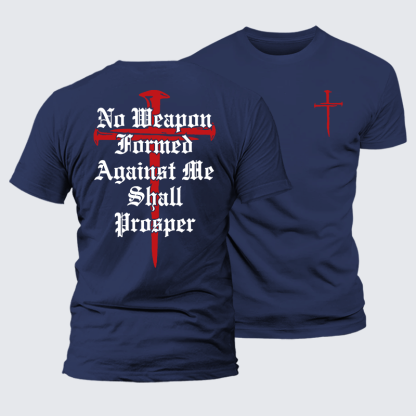 No Weapon Formed Against Me Shall Prosper Jesus God Christian Premium Mercerized Cotton Tee