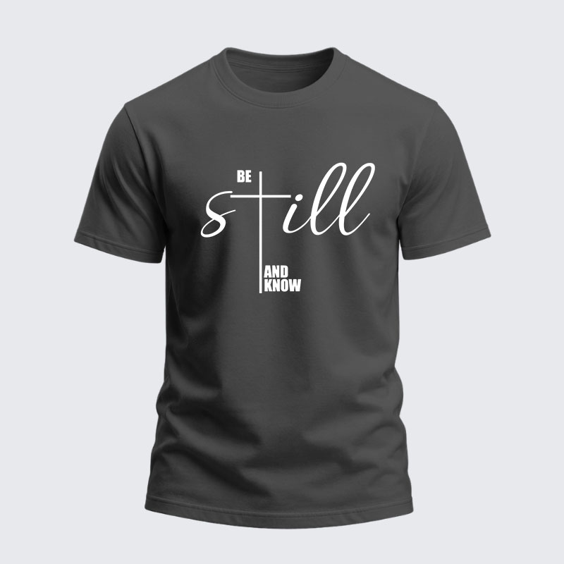 Heavyweight Cotton Tee - Be Still And Know Cross 