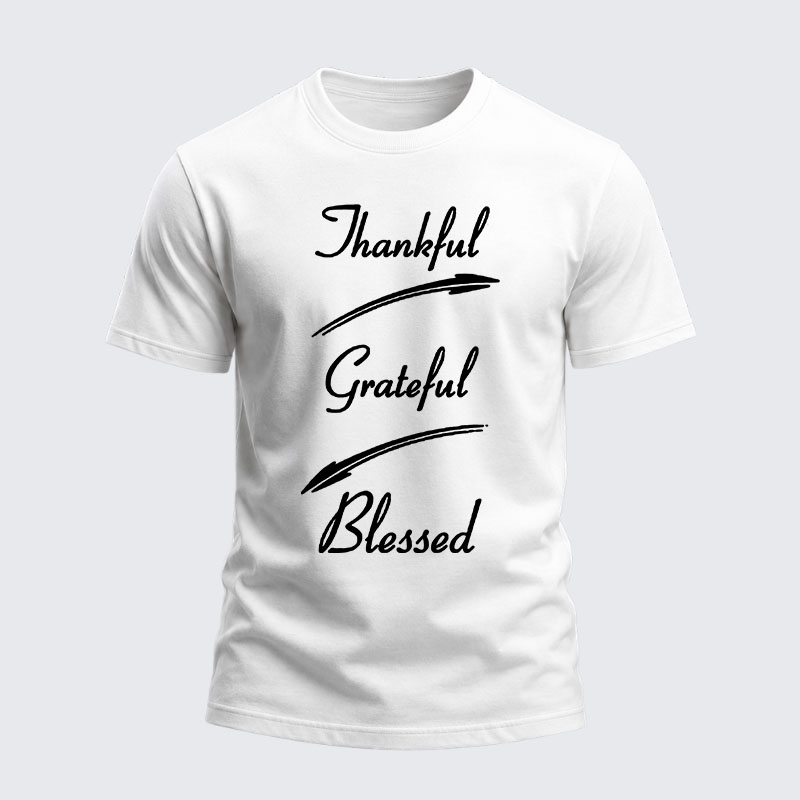 Heavyweight Cotton Tee - Thankful Grateful Blessed